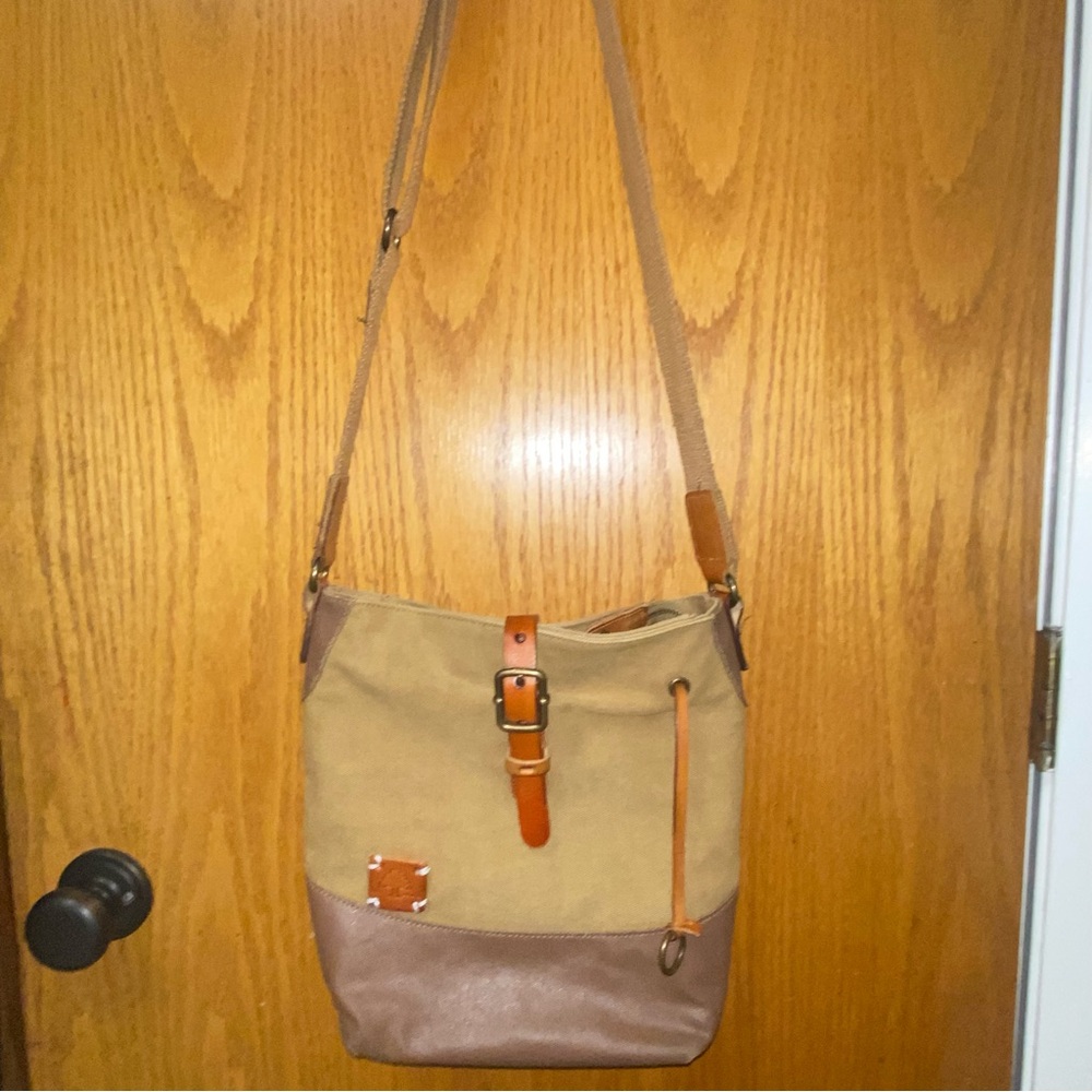 TSD Khaki Canvas Crossbody Bag